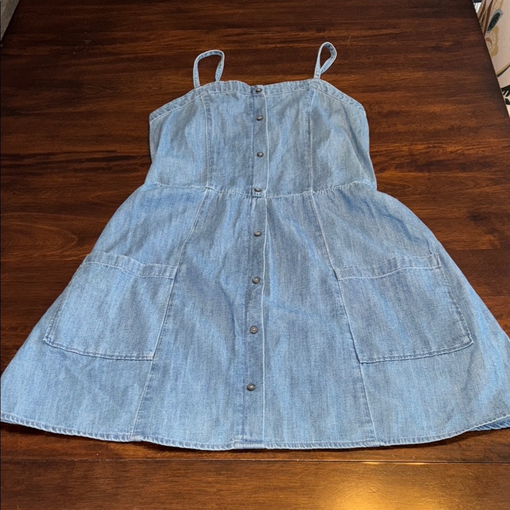 Abercrombie kids spaghetti strap blue denim dress size 15/16